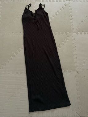 TOPSHOP ribbed black midi dress